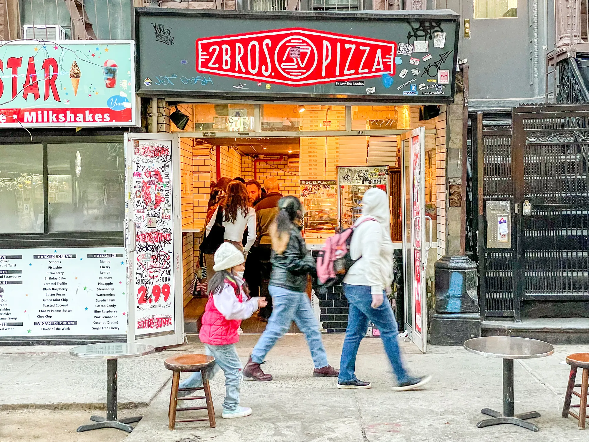 2 Bros. Pizza storefront in New York City
