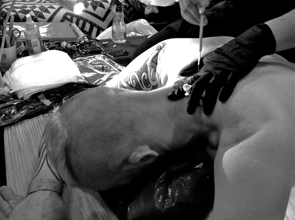Japanese hand tattooing - also known as 'hand poking'