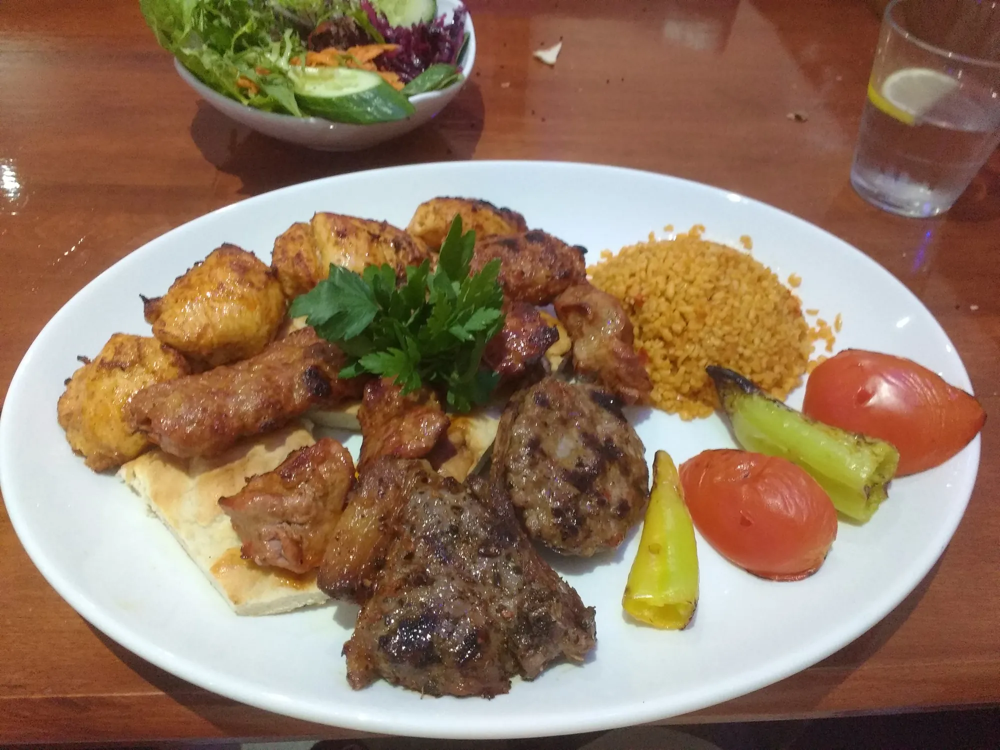 A Turkish mixed grill plate at an ocakbaşı restaurant in London