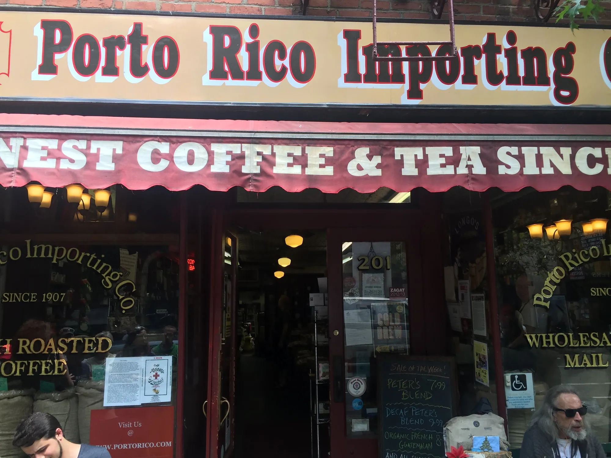 Porto Rico Importing Co. storefront in Greenwich Village